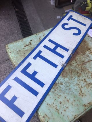 Vintage Street Sign Fifth St Metal Sign Blue And White