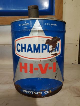 Champlin 5 Gallon Motor Oil Can Vintage Antique