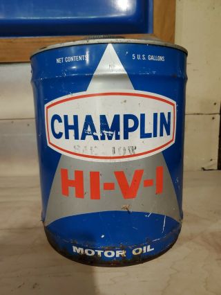 Champlin 5 Gallon Motor Oil Can Vintage Antique 2