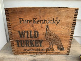 Antique Vintage Wild Turkey Kentucky Bourbon Whiskey Wooden Crate Box