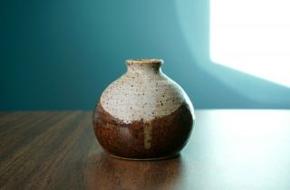 Studio Pottery Vase Weed Pot MCM Vintage Red Orange Mid Century Modern 3