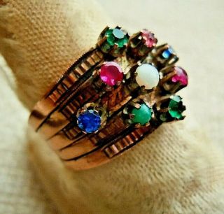 Antique Victorian Rose Gold Fill Custom Stack Opal Cabochon Ring,  Sz 6 Acrostic?