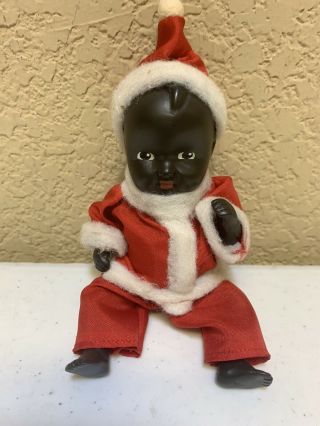 Vintage Black Americana Bisque/porcelain 6” Jointed Santa Doll
