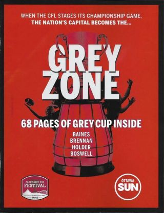 2017 Grey Cup Final Calgary Stampeders - Toronto Argos Unofficial Program Sun