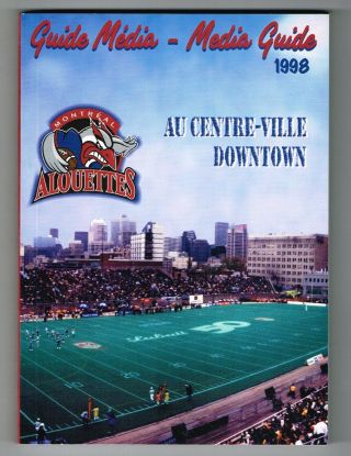 1998 Montreal Alouettes Cfl Canadian Football League Media Guide