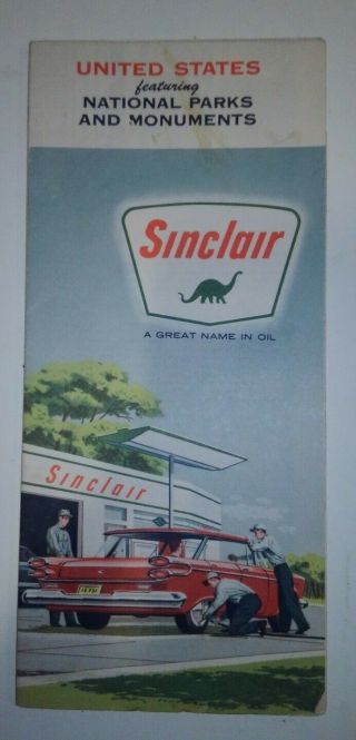 Vintage 50s - 60s Sinclair United States National Parks & Monuments Road Map