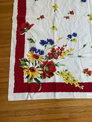Vintage 1950 ' s Floral Table Cloth 52” X50 