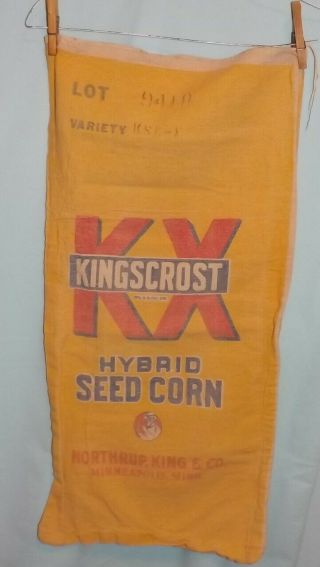 Vintage Faded 1940s - 1950s Northupking " Kingscrost " Hybrid Seed Corn Cloth Sack