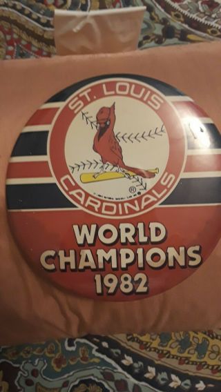 Vintage St Louis Cardinals 1982 World Champions 6x6 " Large Button Pin