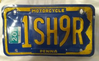 Vintage 2001 Pennsylvania Penna Pa Motorcycle License Plate Tag