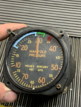 Vintage Antique Aircraft Manifold Pressure Instrument Maxwell Airplane Gauge