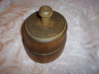 Antique Primitive Vintage Wood Wooden Butter Mold Press With Flower