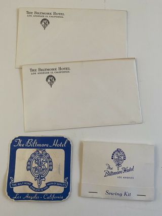 Vintage The Biltmore Hotel Los Angeles Ephemera Coaster Sewing Envelope A1834