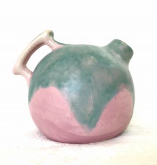 Vintage Pottery Water Jug Pitcher Pink And Green - 6 Cup Capacity