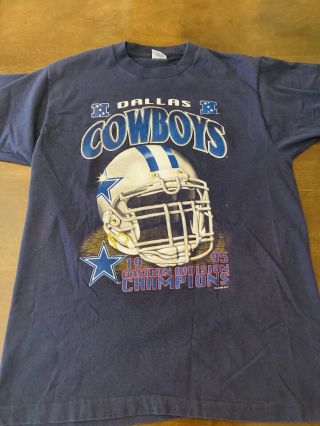 Vintage 1995 Nfl Dallas Cowboys “eastern Division Champions ” Lg T - Shirt