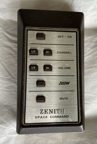 Vintage Zenith Space Command 7 - Button Tv Remote Control 9v Battery Zoom Feature