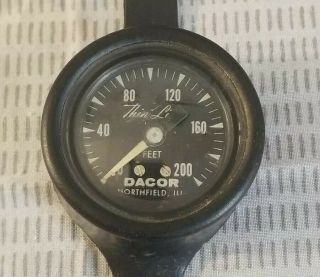 Dacor 1960s Scuba Diving Thin Line Depth Watch 200 Meter - Vintage