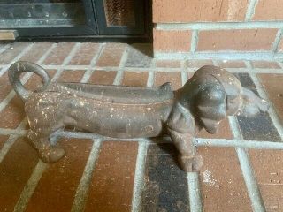 Antique Vintage Cast Iron 16” Dachshund Weiner Dog Boot Scraper Door Stop Heavy