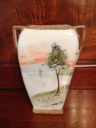 Vintage Antique Japanese Hand Painted Nippon Vase W/ Tree Decoration