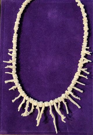 Vintage White Branch Coral Necklace 16 "