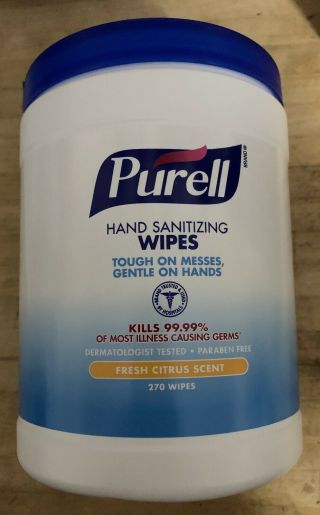 1purell Hand Sanitiesing Wipes Fresh Citrus Scent 1 Tub 270ct