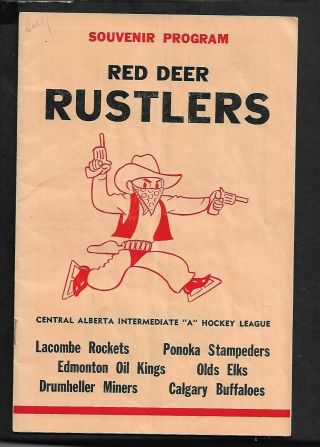 1961 - 62 Cahl Hockey Program: Old Elks At Red Deer Rustlers,  Nov 27,  28p,  6 " X 9 "