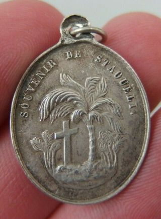 Antique French Religious Silver Medal Notre Dame Trappe Staoueli Algeria 19th C.