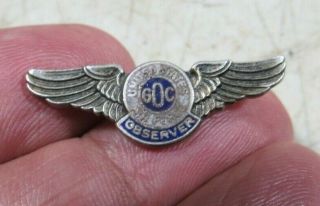 Vintage Wwii United States Air Force Goc Ground Observer Corps Wings Pin Small