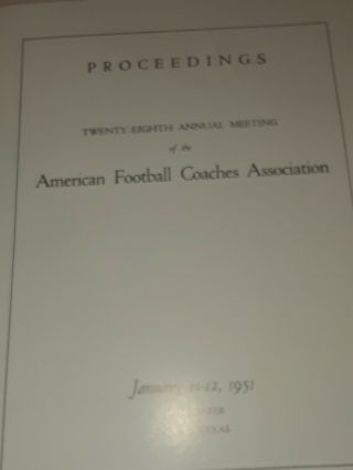 American Football Coaches Association Proceedings of 28th Annual Meetings 1951 3
