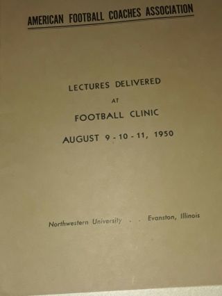 American Football Coaches Association Lectures Delivered 1950