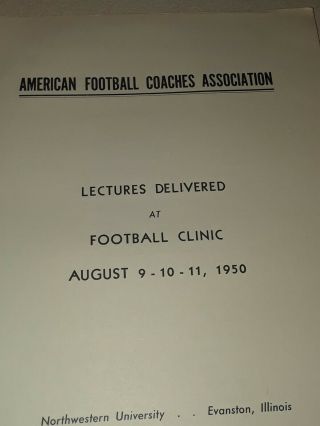 American Football Coaches Association Lectures Delivered 1950 2