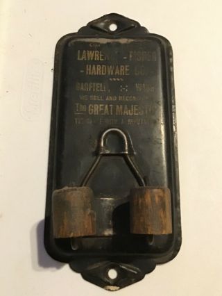 Vintage Advertising Metal Tin Broom Holder Lawrence - Fisher Hardware Garfield,  Wa