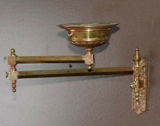 Antique Brass Hanging Swivel Arm Wall Bracket Kerosene Oil Lamp Bracket