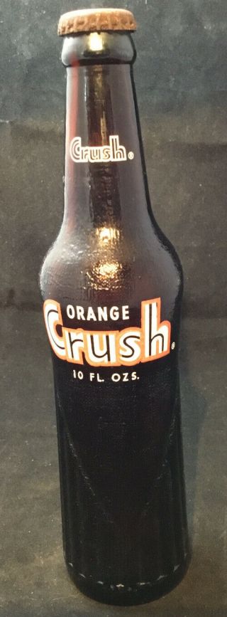 Vintage Brown Orange Crush 10 Oz Pop Bottle.  Evanston,  Il K26