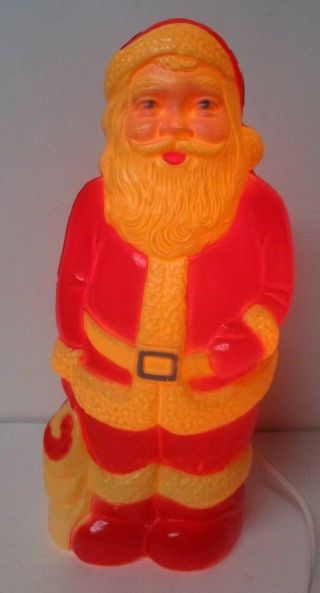 Vintage Hard Plastic Blow Mold Christmas Light - Santa Standing