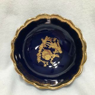 Vintage Limoges France Cobalt Blue with Gold Pin Dish Ring Bowl Fragonard Love 3