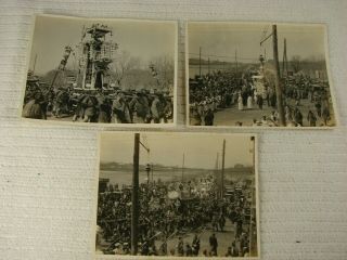 3 Antique China Peking Photographs Of A Chinese Funeral Procession Circa 1919