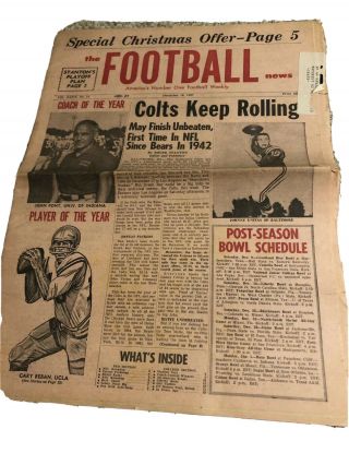 December 16 1967 The Football News Weekly Colts Keep Rolling - Johnny Unitas