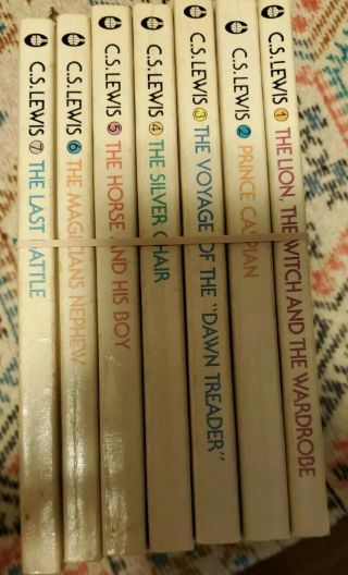 The Chronicles Of Narnia By C.  S.  Lewis Paperback Set Of 7 Vintage 1970 W/ Case