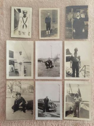 Vintage Male Military - Group Of 9 Snapshot Portraits Of Various Navy Sailors
