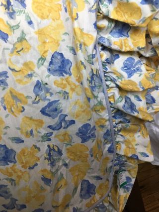 Vintage Laura Ashley Charlotte Blue Yellow Ruffled Standard Pillow Sham Cotton
