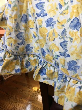Vintage Laura Ashley Charlotte Blue Yellow Ruffled Standard Pillow Sham Cotton 2
