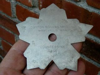 Vintage Dayton Rogers Machinist Lathe Tool Countersink Gauge Gage