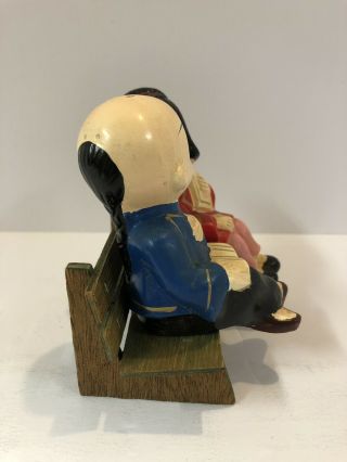 Vintage Asian Kissing Salt & Pepper Shakers Chinese Boy & Girl On A Bench Retro 2