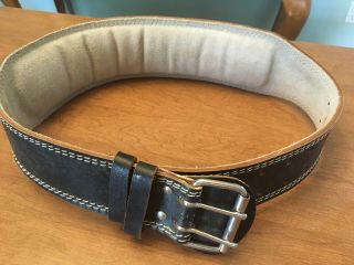 Vintage Black Leather Weight Power Strength Lifting Belt Size Large 34 - 42