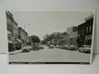Vintage Rppc Main Street View Montello Wisconsin,  Old Cars Postcard - P28