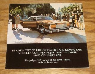 1974 Lincoln Continental Sales Brochure Folder 74 Mark Iv Town Car