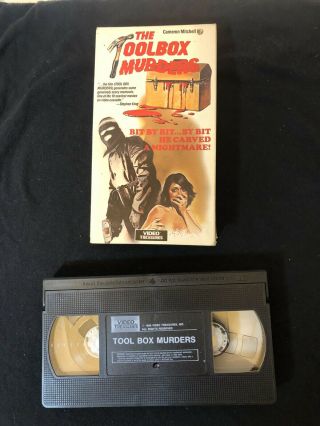 The Toolbox Murders VHS Tape vintage horror Video Treasures Cameron Mitchell 1A 3