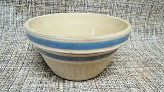 5 1/2 " Antique Blue & White Stripe Band Yellow Ware Mixing Bowl