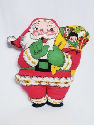 Vintage Santa Claus Christmas Pillow Cut And Sew Panel Stuffed Pillow